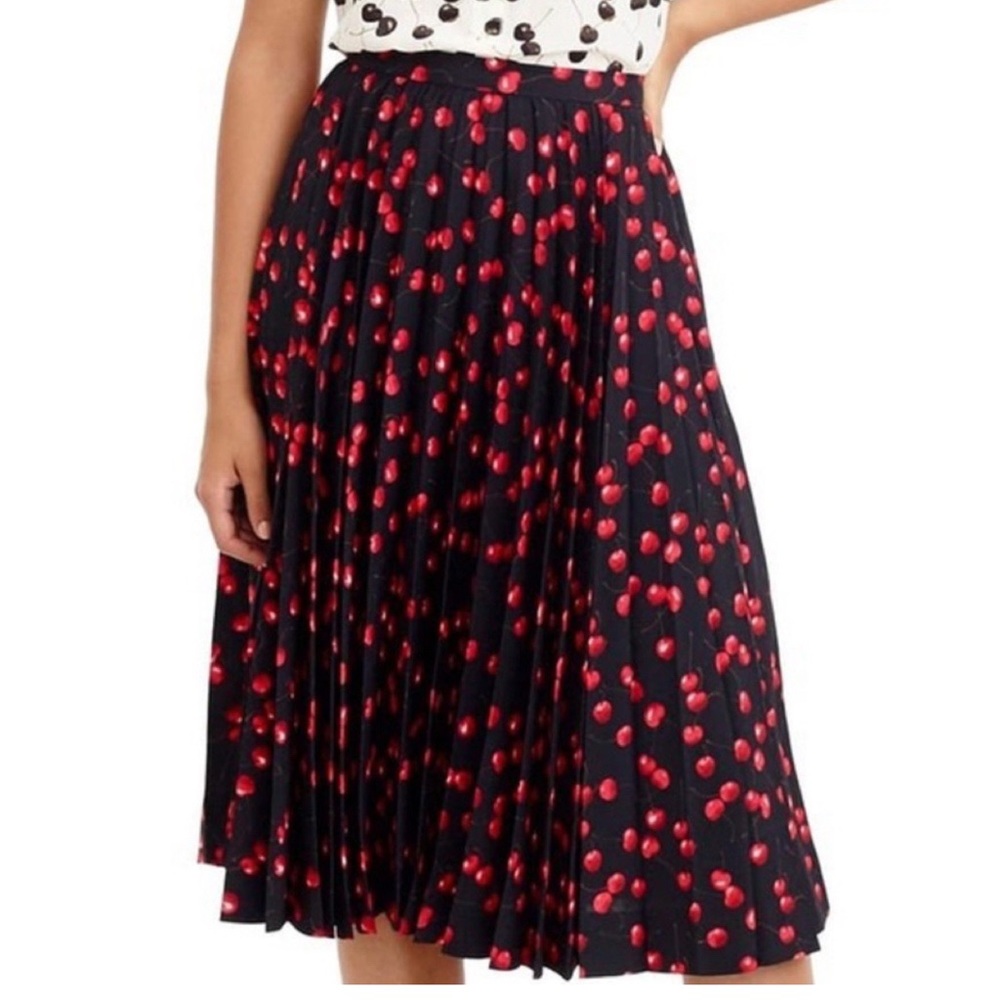 J. Crew Pleated Cherry Print Skirt